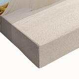 Close-up of a vibrant desert landscape stretched canvas print, showcasing rich hues of orange and yellow against a deep blue sky, ideal for modern home decor.