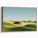 Framed canvas artwork showcasing a vibrant landscape with golden hues, elegantly displayed in a sleek frame, ideal for enhancing home decor and aesthetics.