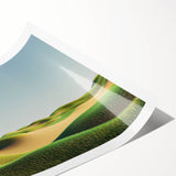 Vibrant rolled canvas print showcasing abstract landscapes in rich earth tones, beautifully packaged in a protective cardboard tube for easy transport and display.