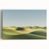 Vibrant stretched canvas artwork depicting serene landscapes with lush green fields and a bright blue sky, perfect for enhancing home decor and creating a calming atmosphere.