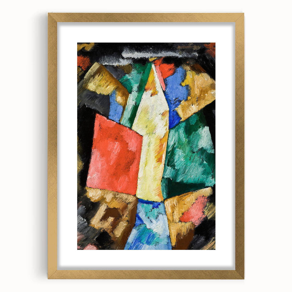 Modern Wall Art: Bold Abstract Composition in Blue, Yellow, and Green