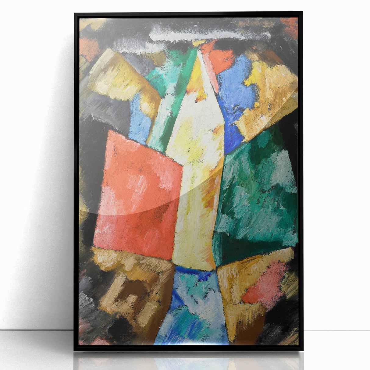 Modern Wall Art: Bold Abstract Composition in Blue, Yellow, and Green