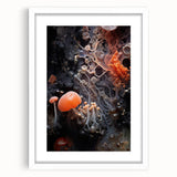 Textured abstract art print in soft gray and white tones, framed with a white mat, ideal for bedroom decor.