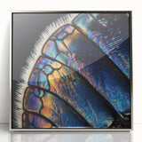 Mid-century modernist art of a silver-framed acrylic print depicting close-up animal motifs in soft gray tones.