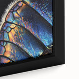 Close-up of a textured black wall art featuring a vibrant, colorful bird, ideal for extra large living room decor.