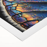 Art deco poster of a peacock in vibrant blues and greens on rolled canvas, suitable for dining room or bathroom wall art.