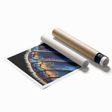 Extra large rolled print of a close-up floral design in vibrant colors, ideal for classy bathroom wall art.