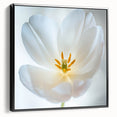 Black and white framed canvas featuring a close-up floral design, ideal for bedroom wall decor.