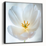 Black and white framed canvas featuring a close-up floral design, ideal for bedroom wall decor.