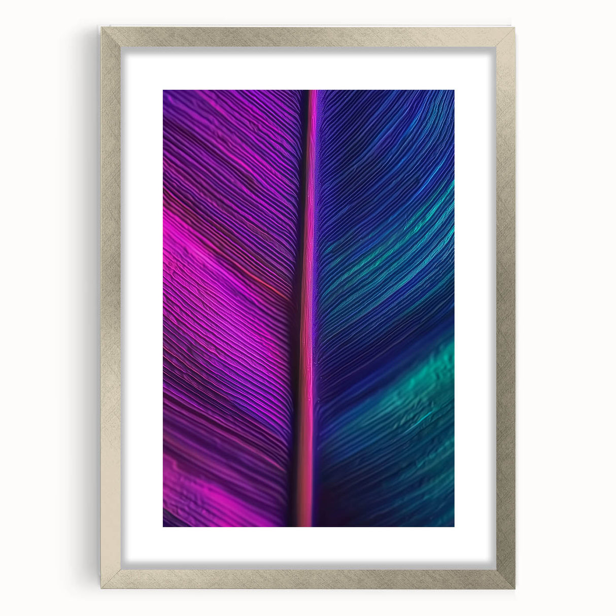 Textured abstract art print in earth tones on a silver-framed canvas, suitable for bedroom decor.