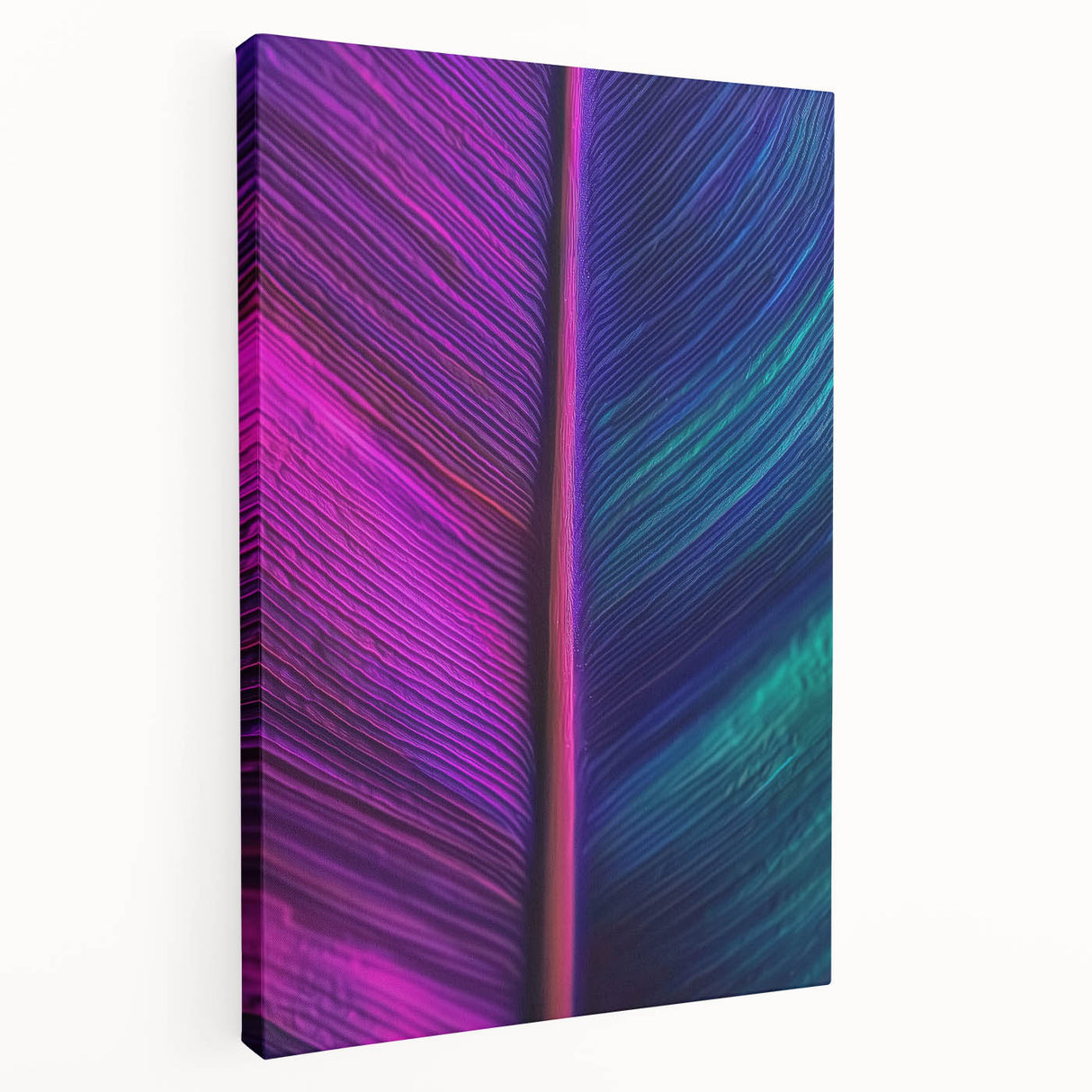 Close-up of green leaves on a large stretched canvas, suitable for kitchen wall art.