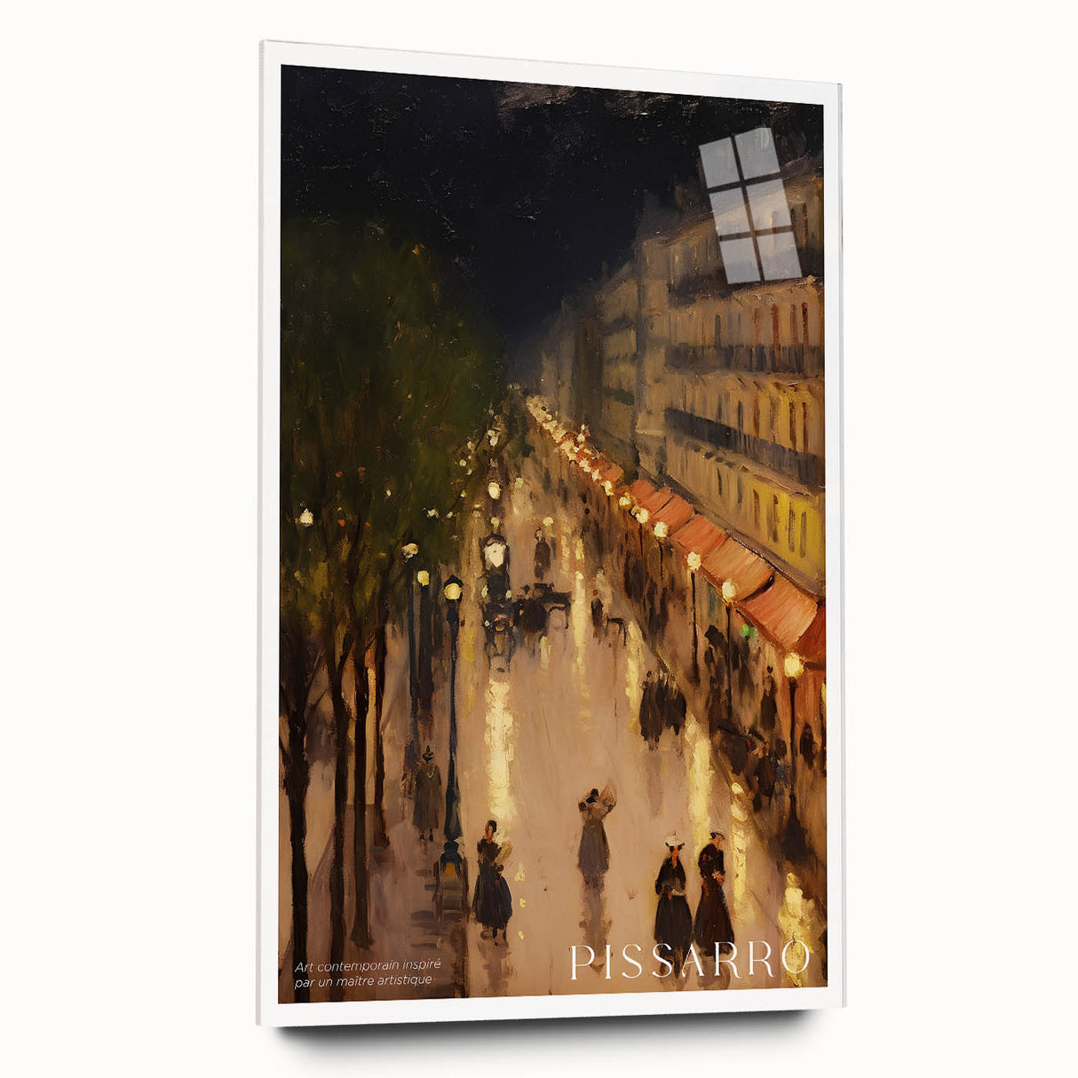 Large abstract wall art on acrylic glass, featuring swirling blue and gray tones, ideal for bedroom or dining room decor.