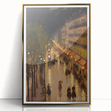 Large art print of a mid-century modernist style scene with pastel shades on framed acrylic, ideal for modern art wall decor.