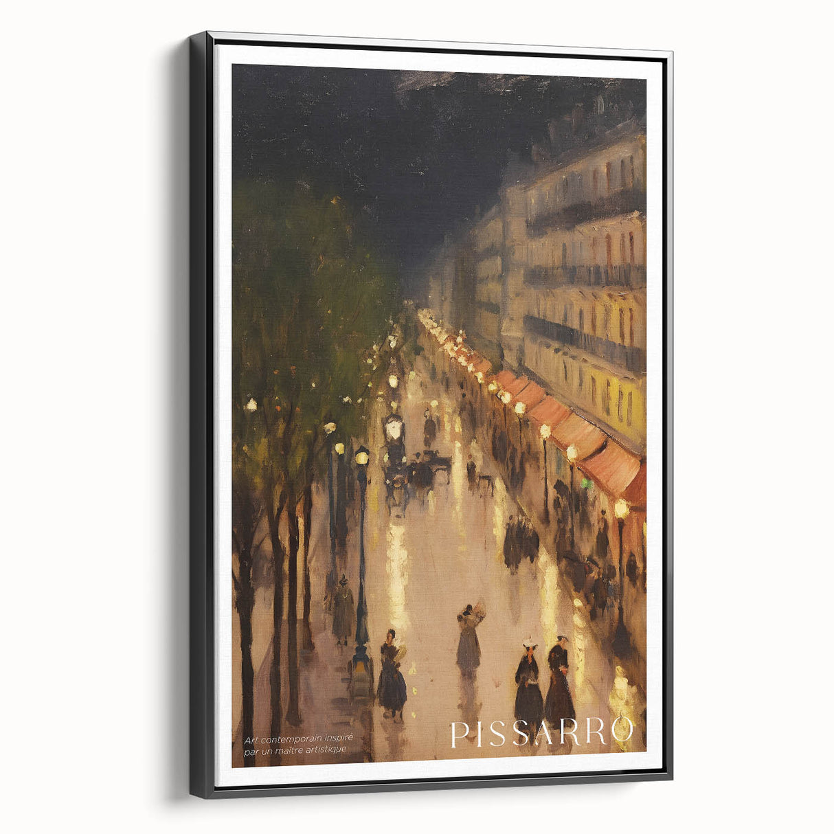 Black and white framed canvas featuring a vintage landscape painting, ideal for bedroom wall art.