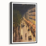 Black and white framed canvas featuring a vintage landscape painting, ideal for bedroom wall art.