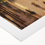 Art deco poster featuring a geometric pattern in black and gold on a rolled canvas.