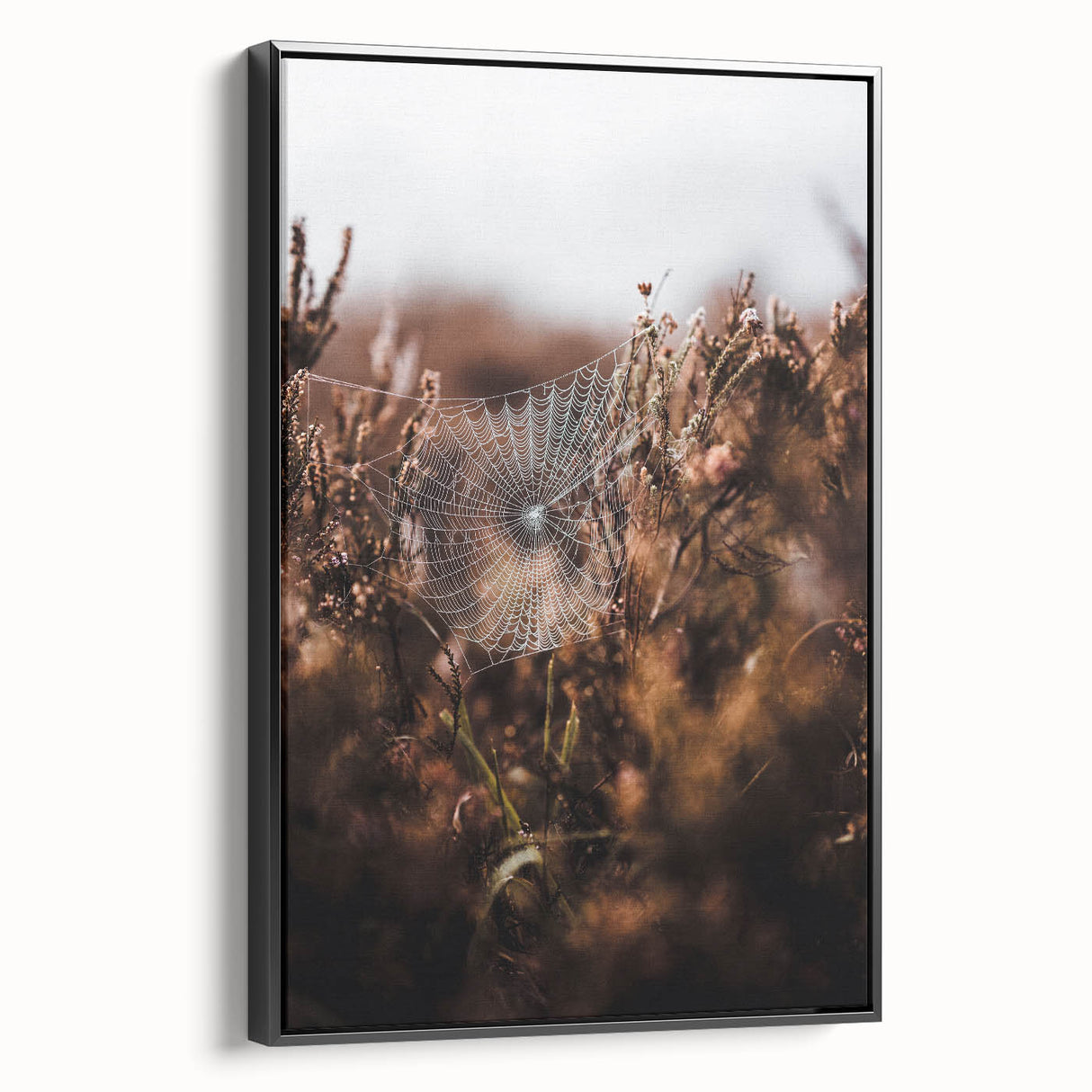 Black and white landscape art painting on framed canvas, depicting a serene autumn scene, ideal for bedroom decor.