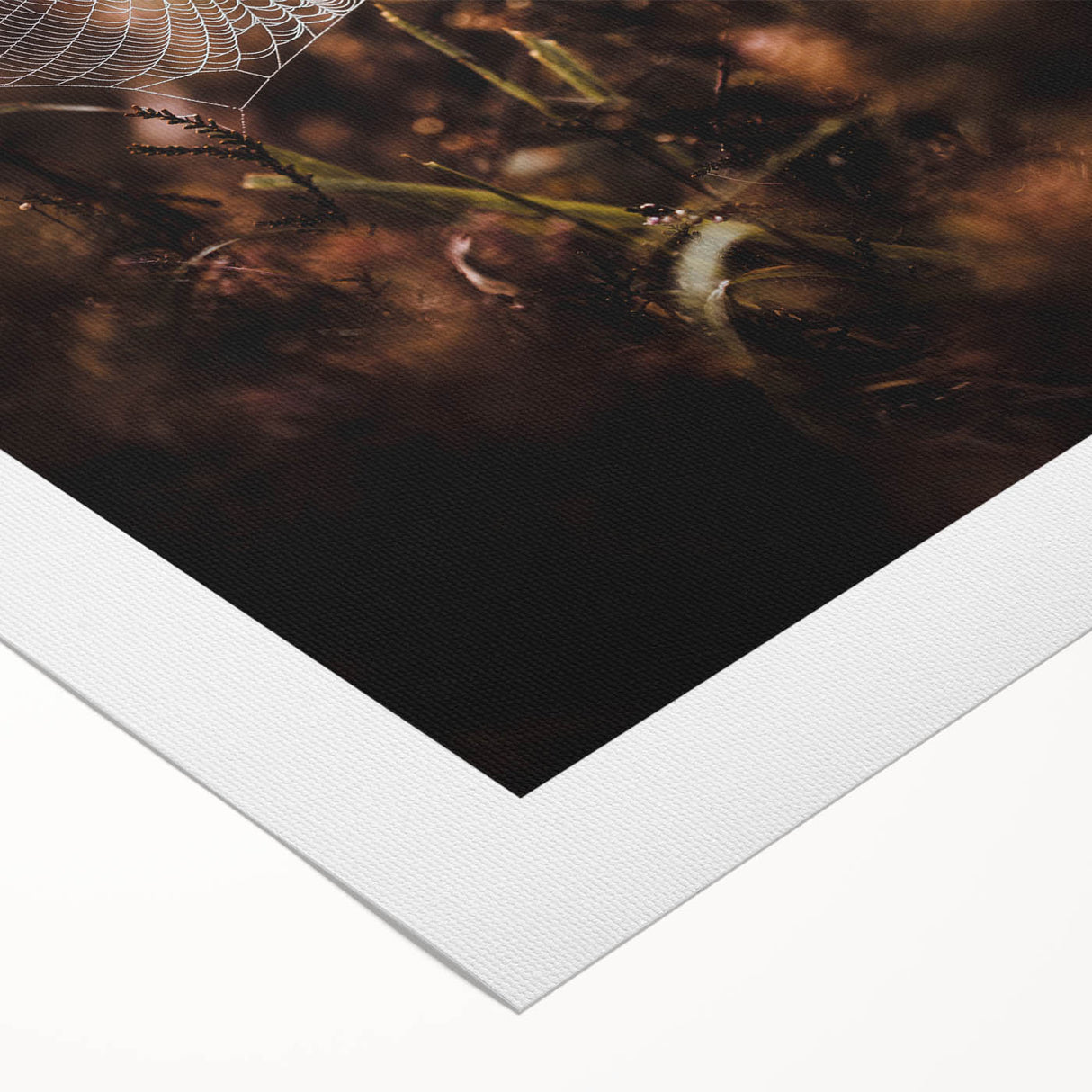 Art deco poster featuring a stylized autumn landscape in orange and brown tones, printed on rolled canvas.