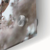 Large abstract wall art on acrylic glass featuring mid-century modernist spring motifs in vibrant green and yellow.