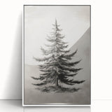 Art deco poster featuring a winter scene in muted gray and blue tones on framed acrylic, ideal for modern nursery wall art.