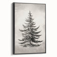 Winter landscape painting in black and white on framed canvas, suitable for bedroom wall placement.