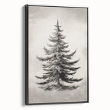 Winter landscape painting in black and white on framed canvas, suitable for bedroom wall placement.