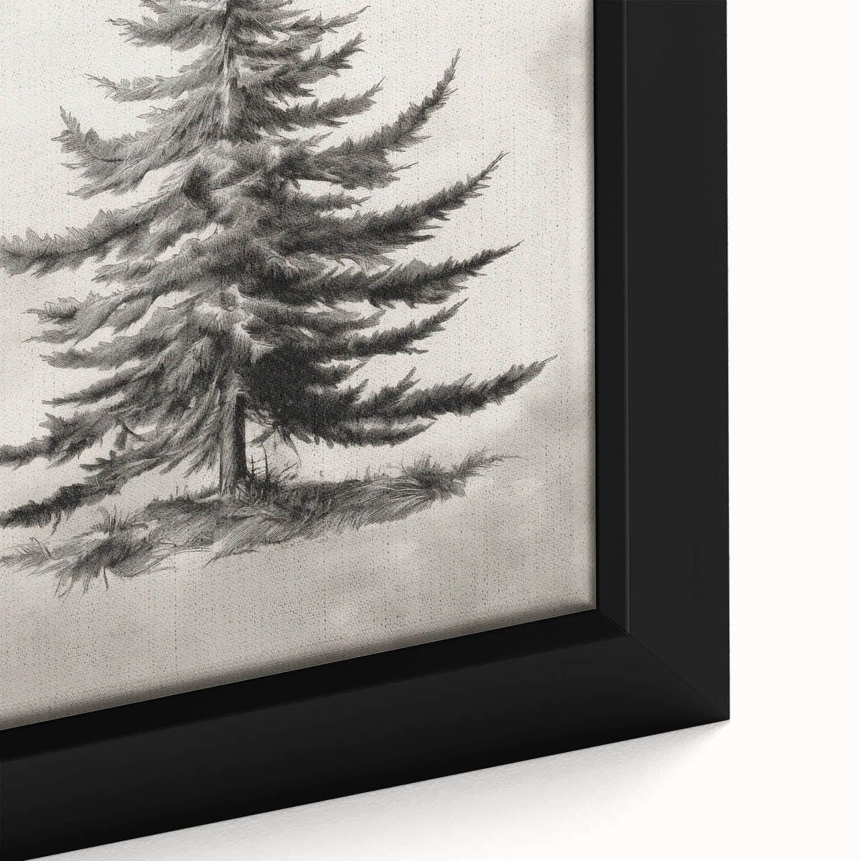 Framed canvas depicting a textured, abstract winter scene in black with colorful highlights, ideal for living room decor.