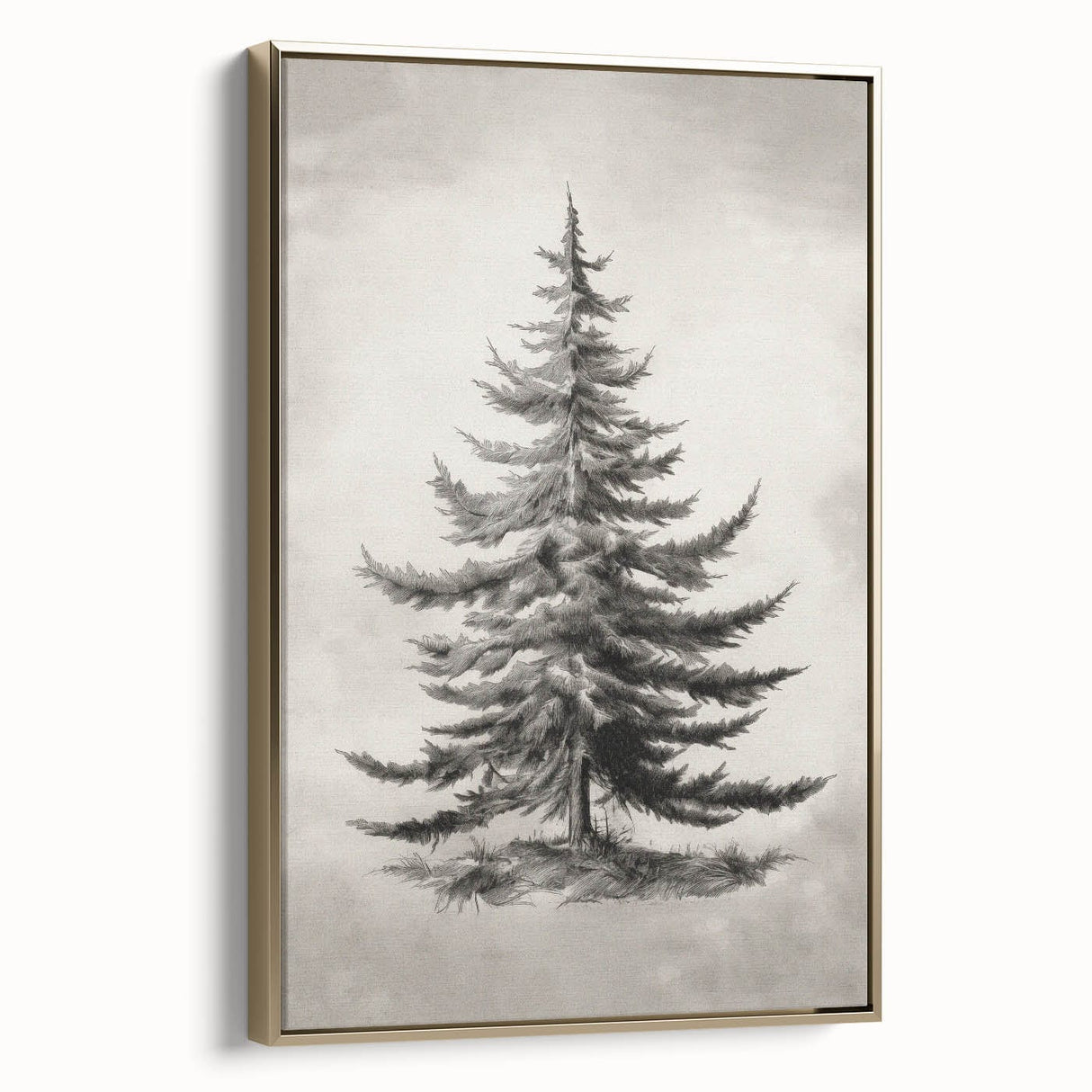 Winter landscape painting on framed canvas, featuring muted gray and black tones, ideal for bedroom wall art.