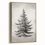 Winter landscape painting on framed canvas, featuring muted gray and black tones, ideal for bedroom wall art.