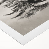 Art deco poster featuring a winter scene in muted blue and white hues on rolled canvas, suitable for dining room decor.