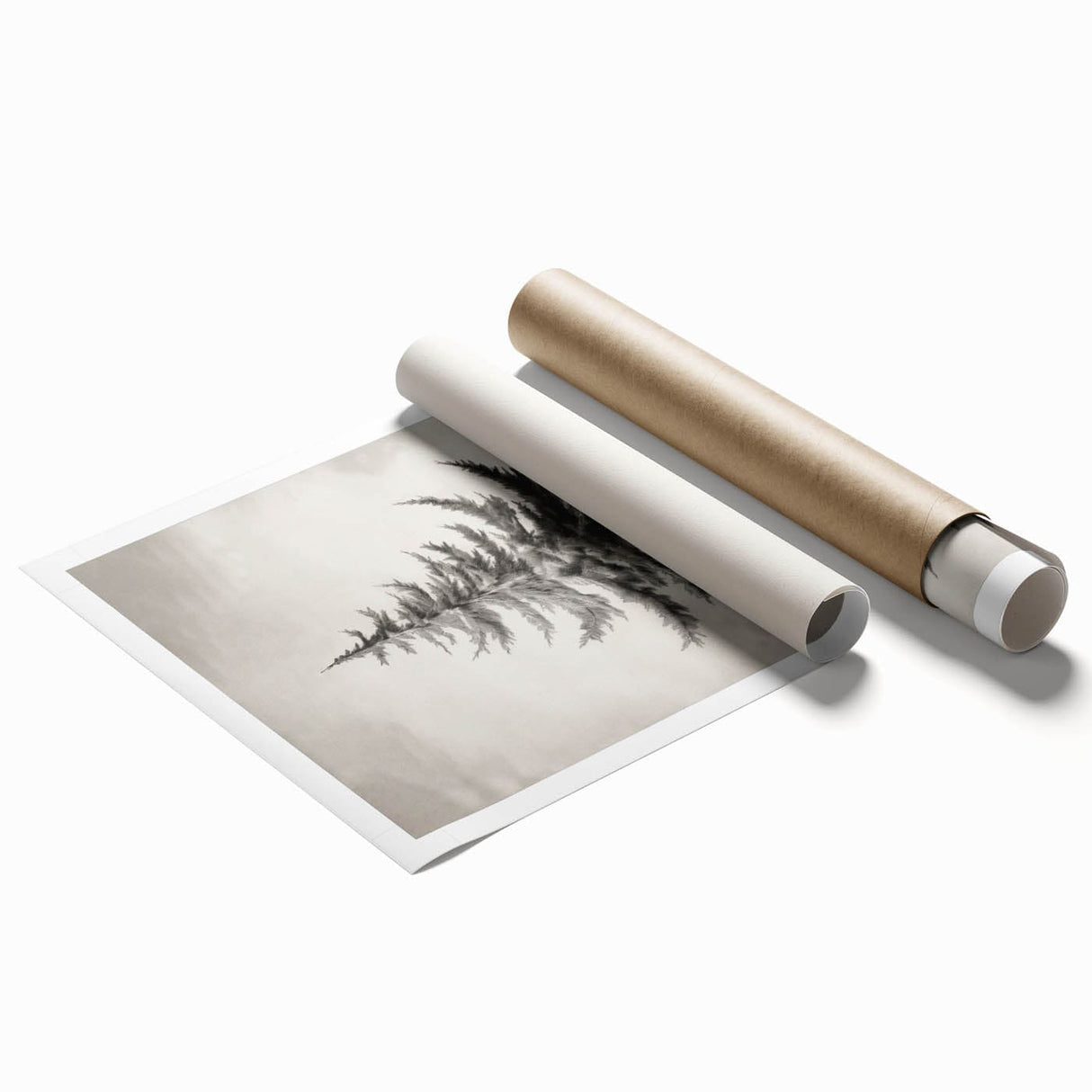 Winter-themed floral art on rolled print, featuring muted blues and whites, suitable for classy bathroom wall decor.