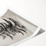 Extra large wall art featuring line art flowers in muted gray tones, ideal for large living room decor.