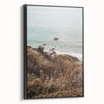 Black and white vintage poster art on framed canvas depicting a serene landscape, ideal for bedroom wall decor.
