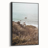 Black and white vintage poster art on framed canvas depicting a serene landscape, ideal for bedroom wall decor.