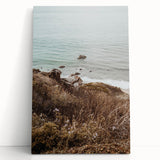 Large black and white abstract print on stretched canvas, featuring fluid, swirling patterns.