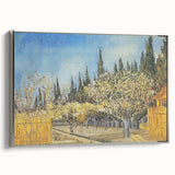 Landscape art painting on framed canvas featuring a colorful Van Gogh style scene.