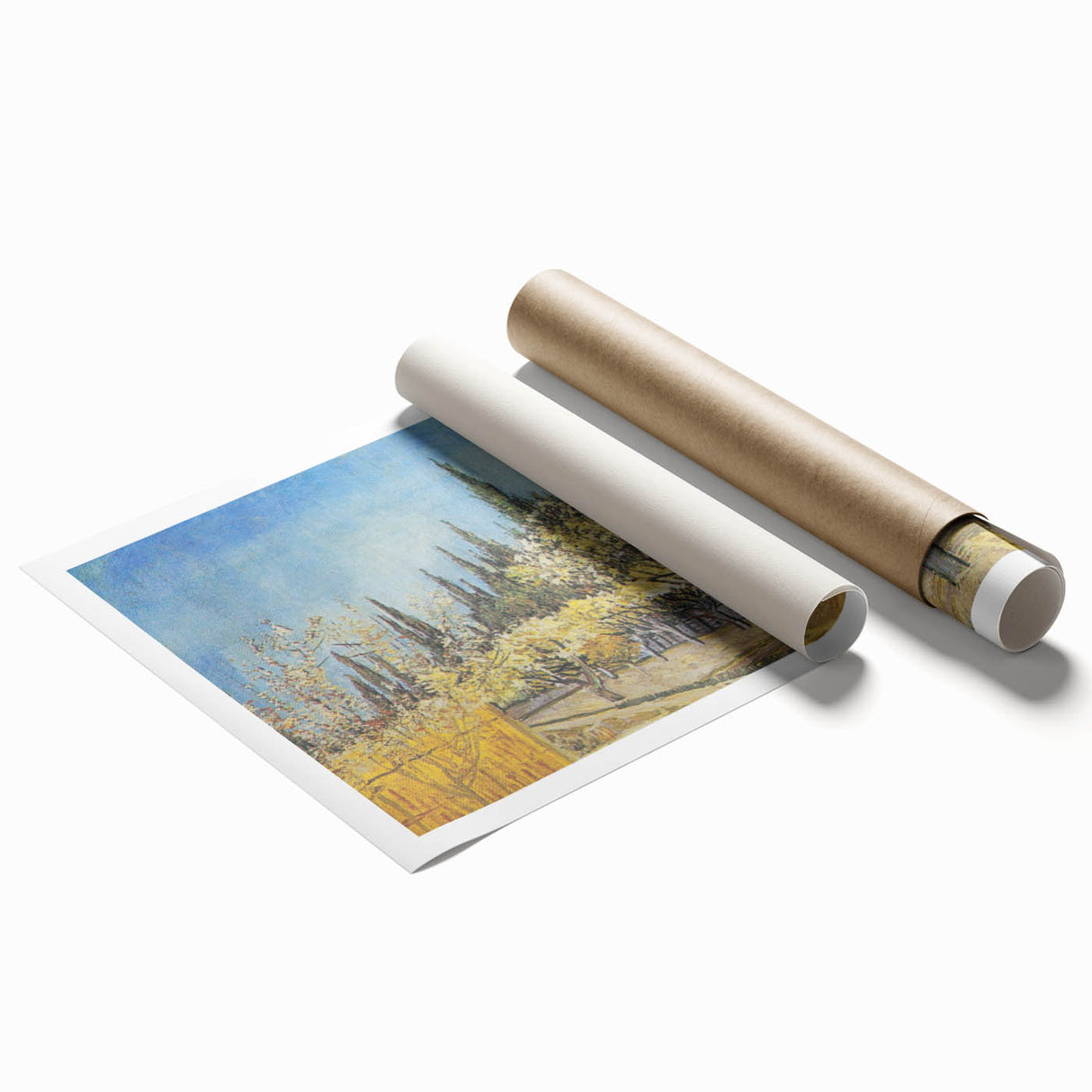 Extra large rolled canvas print of Van Gogh-style floral art in vibrant colors, suitable for bathroom or living room decor.