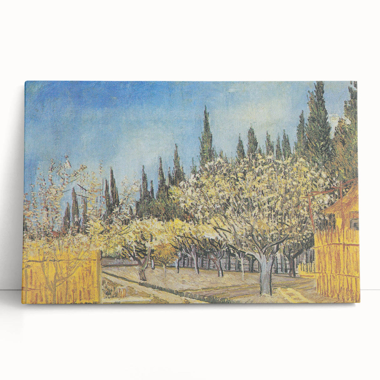Large black and white stretched canvas print of Van Gogh's artwork, ideal for kitchen wall art.