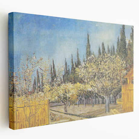 Reproduction of Van Gogh's painting on stretched canvas featuring swirling blue and yellow tones, ideal for kitchen wall art.