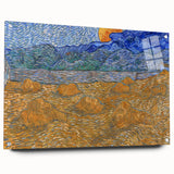 Impressionism Wall Art - Wheat Sheaves and Rising Moon by Van Gogh