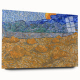 Impressionism Wall Art - Wheat Sheaves and Rising Moon by Van Gogh