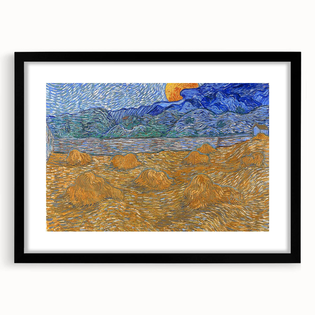 Impressionism Wall Art - Wheat Sheaves and Rising Moon by Van Gogh