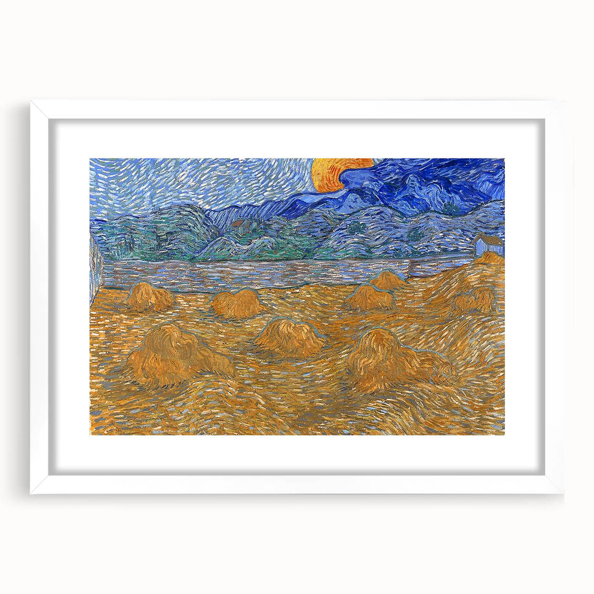 Impressionism Wall Art - Wheat Sheaves and Rising Moon by Van Gogh