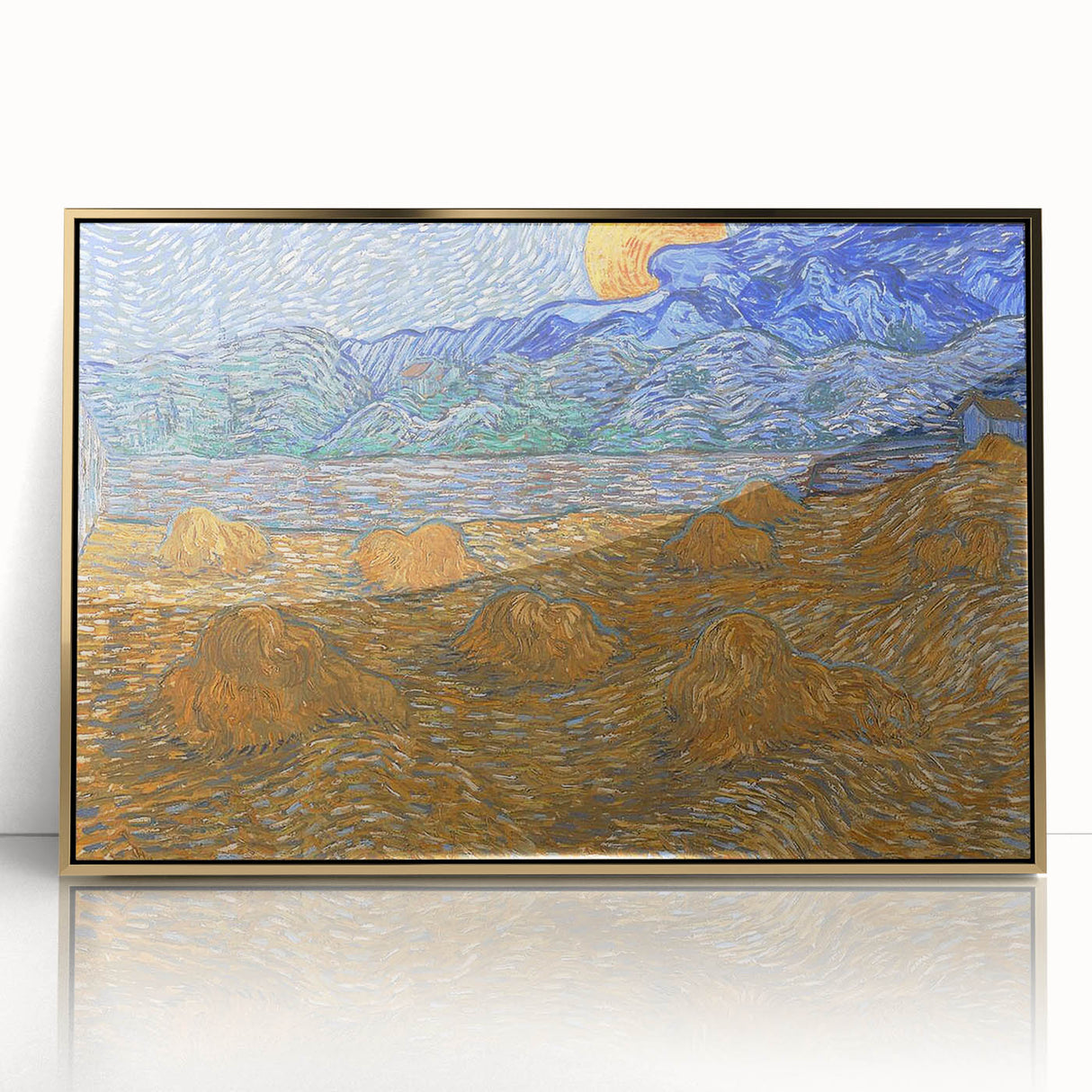 Impressionism Wall Art - Wheat Sheaves and Rising Moon by Van Gogh