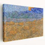 Impressionism Wall Art - Wheat Sheaves and Rising Moon by Van Gogh