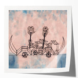 Modern Wall Art - Abstract Steamboat Sketch with Soft Pastel Hues