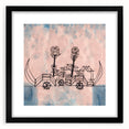 Modern Wall Art - Abstract Steamboat Sketch with Soft Pastel Hues