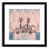 Modern Wall Art - Abstract Steamboat Sketch with Soft Pastel Hues