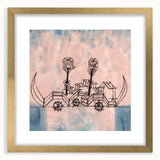 Modern Wall Art - Abstract Steamboat Sketch with Soft Pastel Hues