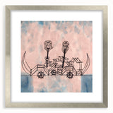 Modern Wall Art - Abstract Steamboat Sketch with Soft Pastel Hues